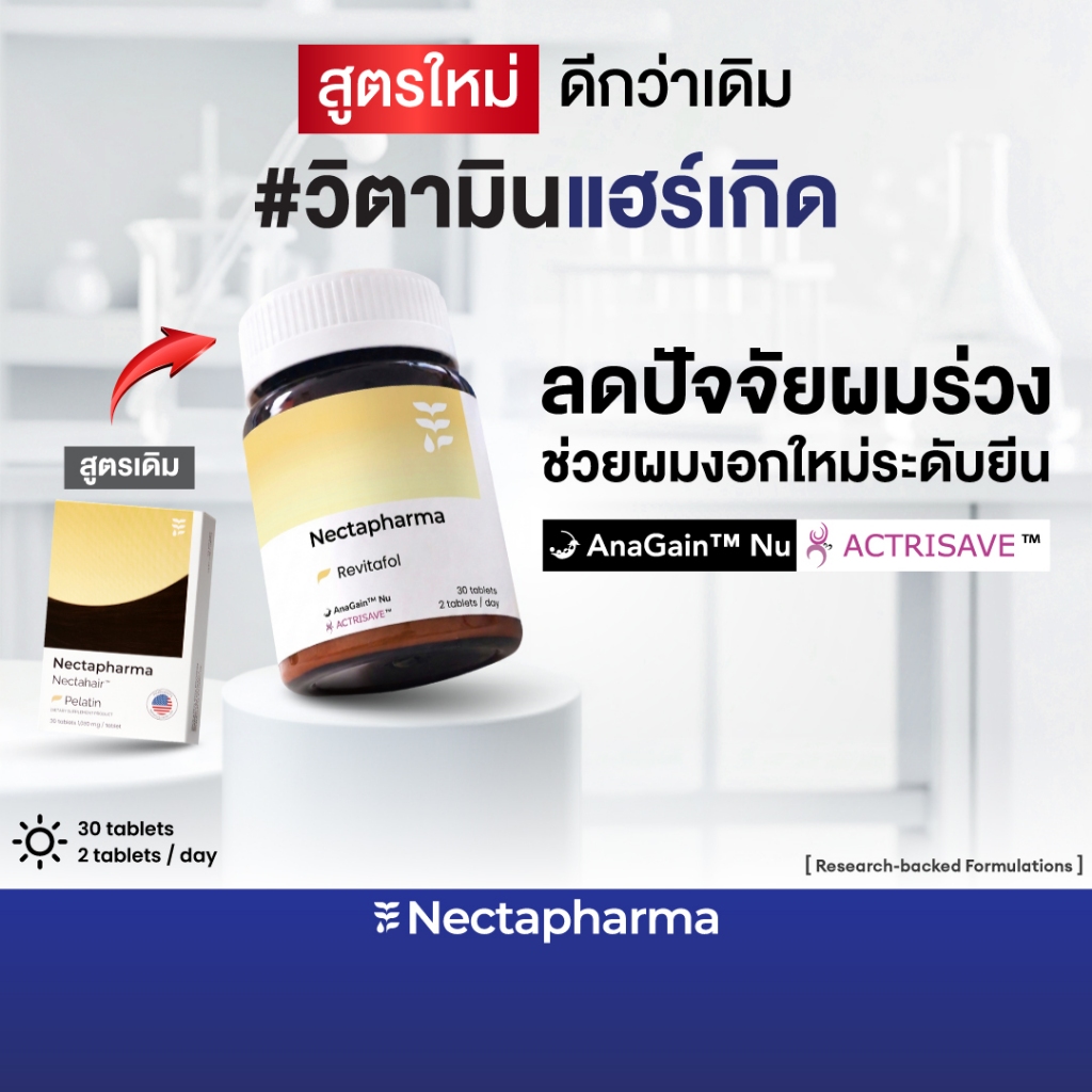 Revitafol วิตามินแฮร์เกิด สูตรใหม่ ลดปัจจัยผมร่วง ช่วยผมงอกใหม่ระดับยีน