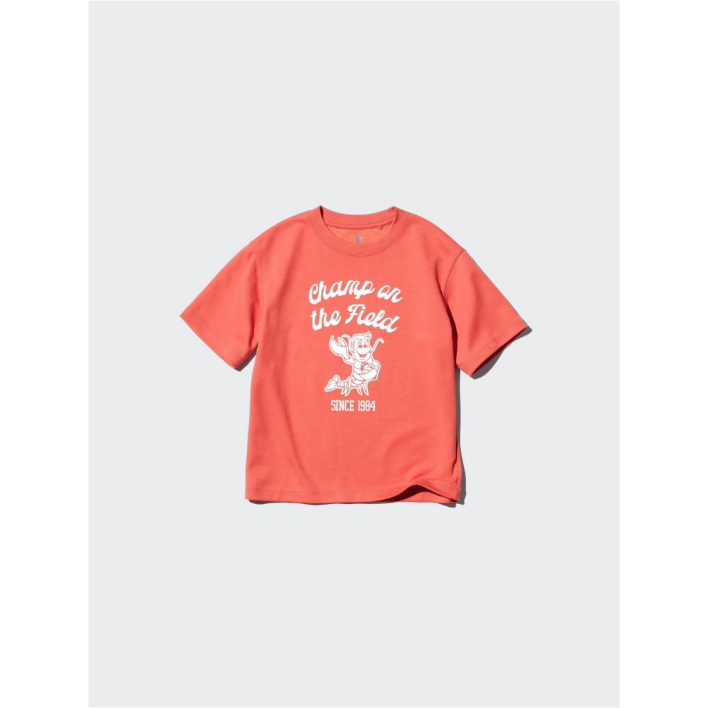 Uniqlo เสื้อแขนสั้น AIRism ผ้าคอตตอล ลายกราฟฟิก สีแดง ไซด์ 110-160 ของใหม่ แท้ พร้อมส่ง