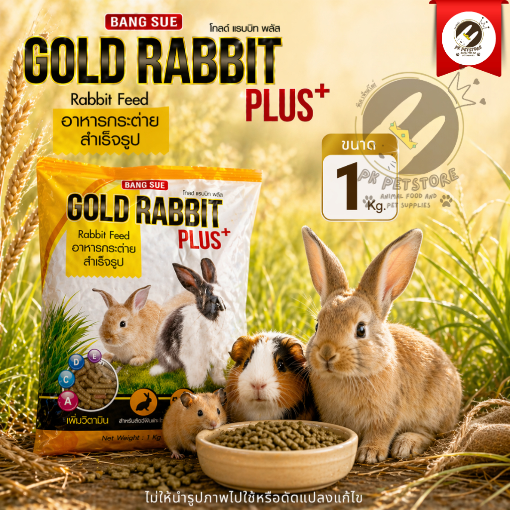 อาหารกระต่าย และสัตว์ฟันแทะ GOLD RABBIT PLUS+ ขนาด1กิโลกรัม โภชนาการครบในเม็ดเดียว
