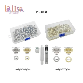 ชุดตาไก่พร้อมเครื่องตอกครบเซ็ต พร้อมใช้งาน งานช่าง งานหนังติดตั้งง่าย Alloy eyelet with tool PS-3008