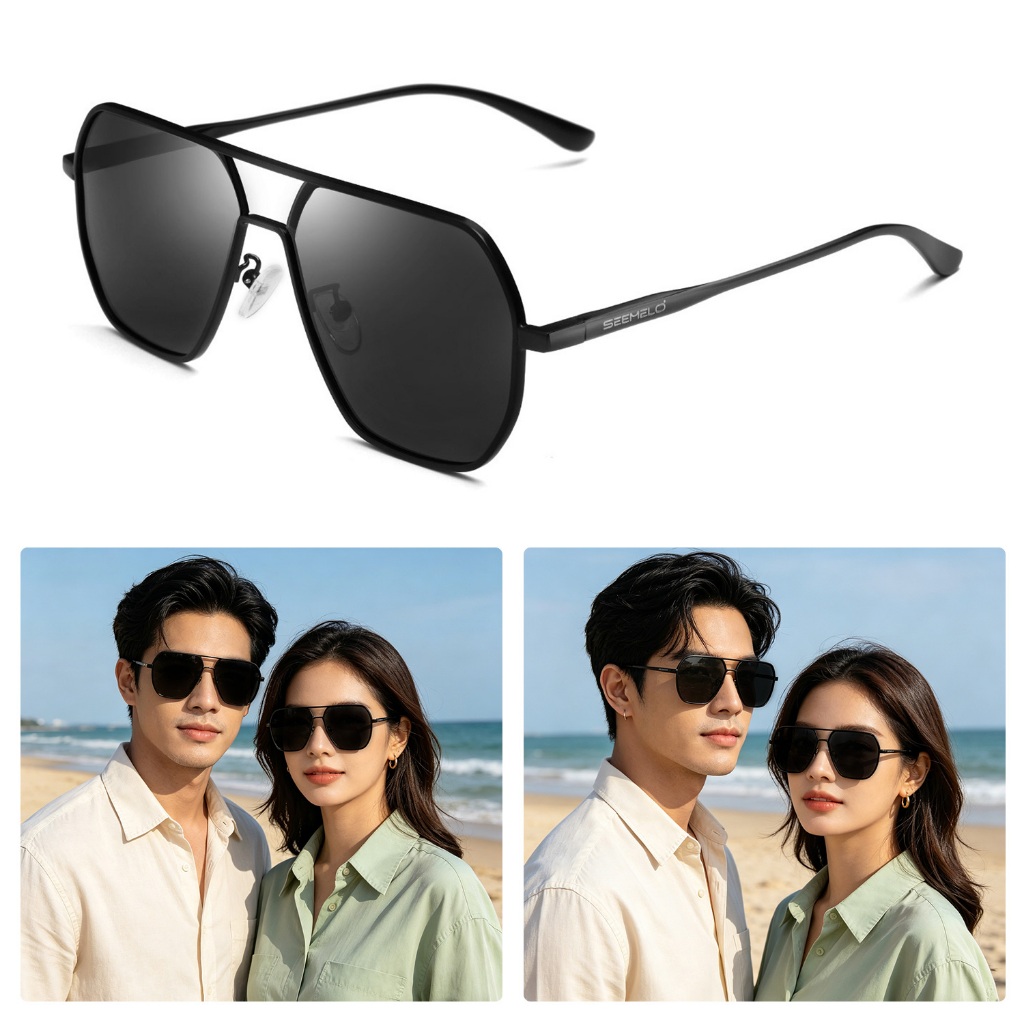 Menspe Men Women Sunglasses Large Frame Double Beam Sunglasses TAC Polarized Sunglasses Unisex Fashi
