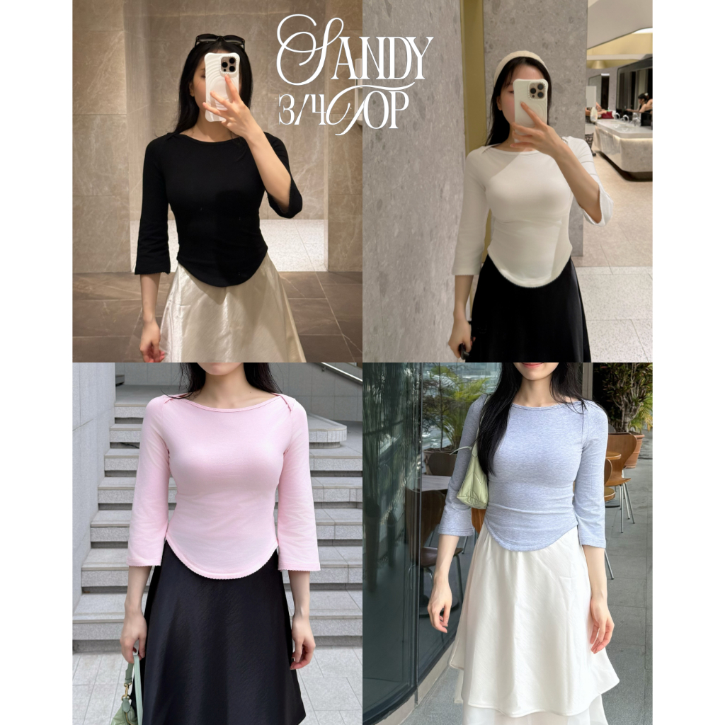 UIUI | SANDY 3/4 SLEEVE TOP เสื้อแขนยาว3/4ส่วน เว้าเอว