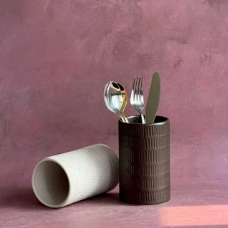 โถสำหรับใส่ช้อนส้อม ใส่ปากกาเครื่องเขียน โถ โหล กระบอกเซรามิค Kitchen Utensil Holder Cereamic - AT1CERAMIC