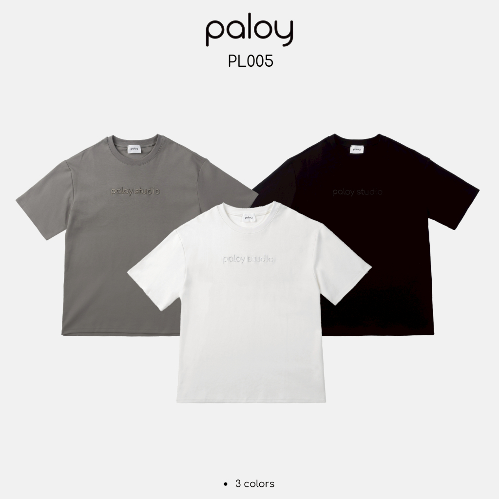 Paloy - PL005 เสื้อยืดแขนสั้น Oversize ปักนูน