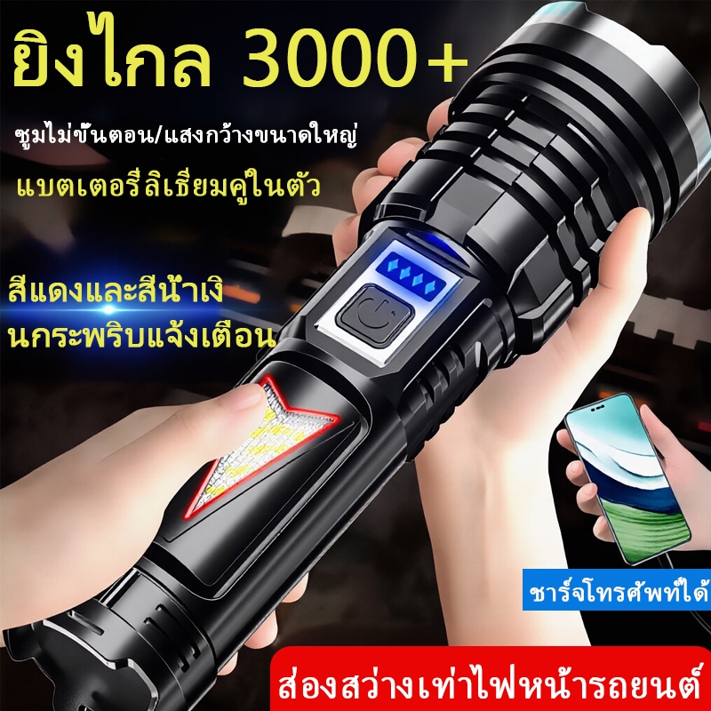 LEEROUT รุ่น 08 ไฟฉาย LED LEEROUT รุ่นพิเศษ  เมตร แบต 2400mAh ชาร์จ Type-C พร้อมจอ LCDไฟสำหรับกบ