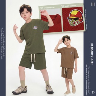 ชุดเซ็ทเด็ก เสื้อยืดแขนสั้นลําลอง และกางเกงขาสั้น สําหรับเด็กผู้ชาย ชุดเซ็ท2ชิ้น เนื้ิอผ้าดี นิ่ม 2-12 ปี