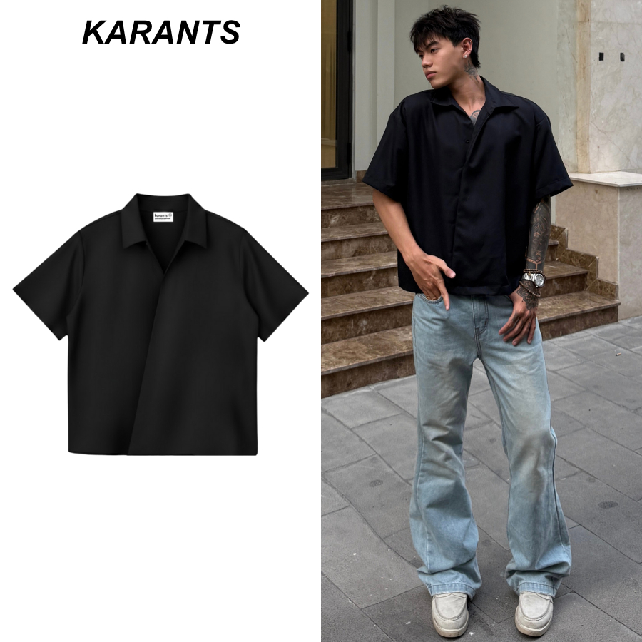 (Restock เยอะมาก) เสื้อเชิ้ตแขนสั้น Karants ทรง Cropped Boxy ชายเสื้อเฉียง ผ้าคอตตอนเกรดพรีเมียม กัน