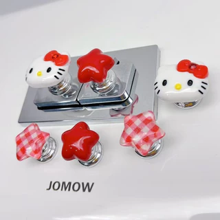 ปุ่มกดชักโครก KT น่ารัก Hello Kitty ศิลปะเล็บพิเศษ ปุ่มชักน้ำในห้องน้ำ ปุ่มเสริม