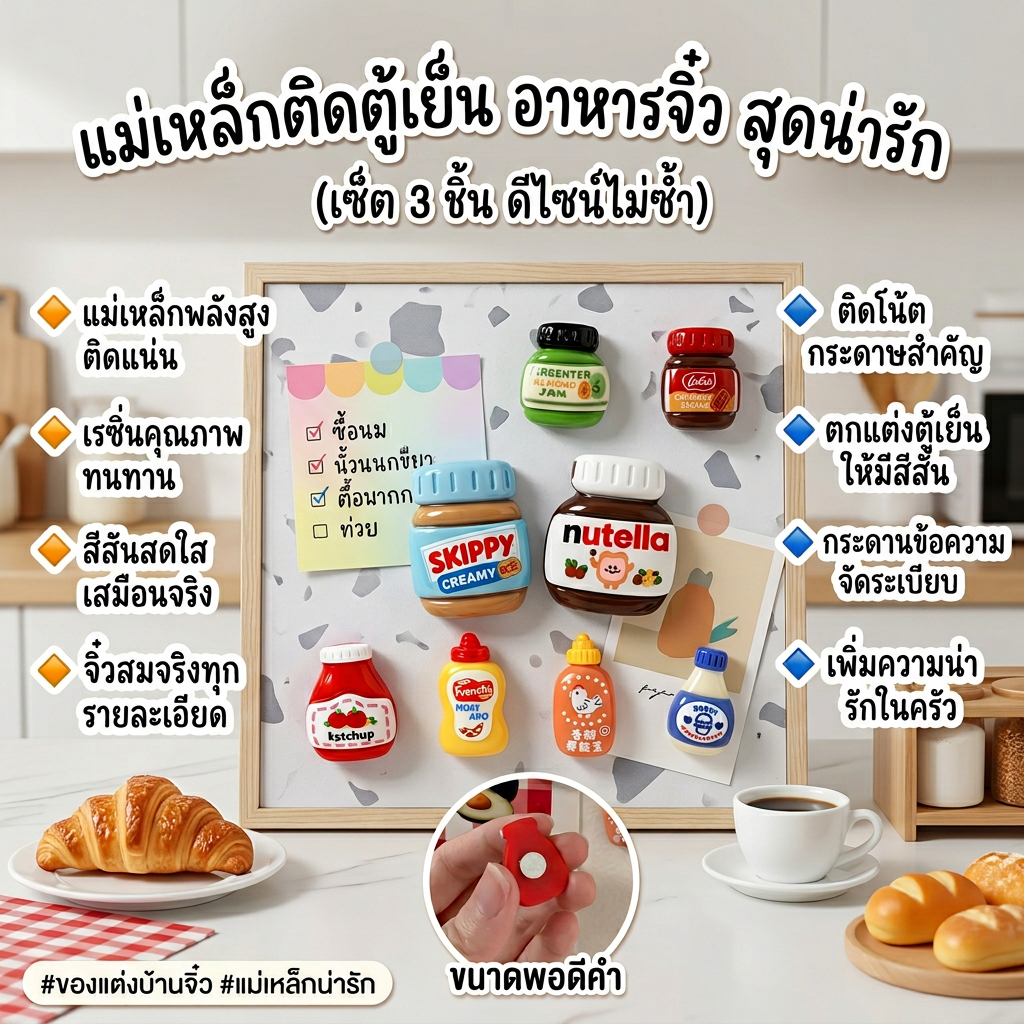 น่ารักเนยถั่วตู้เย็นสติกเกอร์จําลอง3งมินิซอสภาพกระดานข้อความตกแต่งแม่เหล็ก