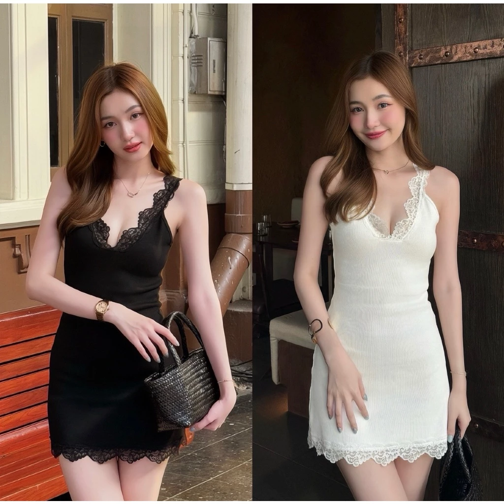 Veloria dress-เดรสสายเดี่ยวลูกไม้ ทรงเข้ารูป ลุคลูกคุณแซ่บแบบมีคลาส สวยแพงมากๆ (เช็คไซซ์ก่อนสั่งน้า)