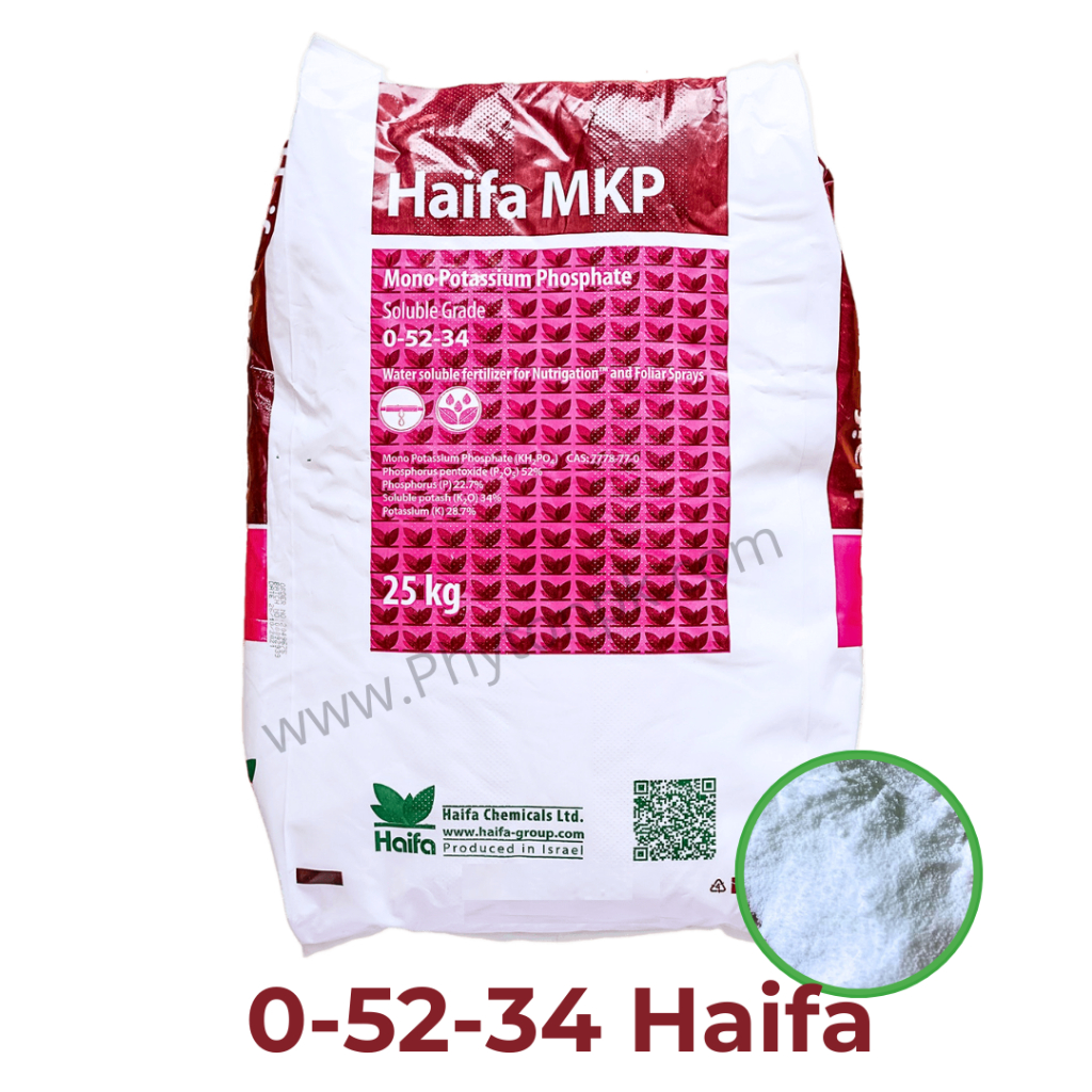ปุ๋ย โมโนโพแทสเซียมฟอสเฟต KH2PO4 ปุ๋ยเกล็ด 0-52-34 Haifa Monopotassium Phosphate MKP บรรจุ 25 กิโลกร