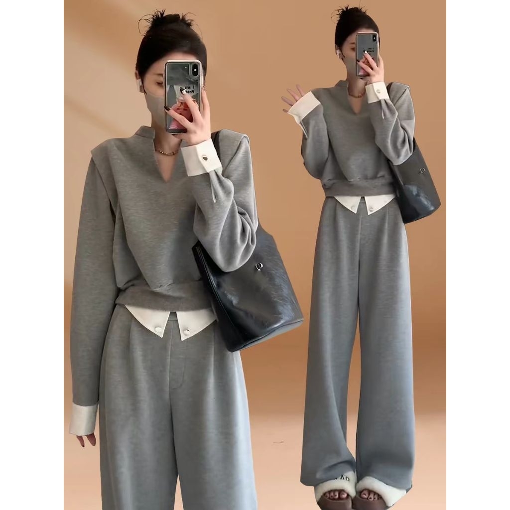 🌟​A113ꔛ ꕤ ˚ชุด Set ผ้าคอทตอลเนื้อนิ่ม ฟูว์ ใส่สบาย ดีไซน์น้อยแต่เก๋ ๆ เสื้อ Oversize เอวสมอคหลัง ใส่
