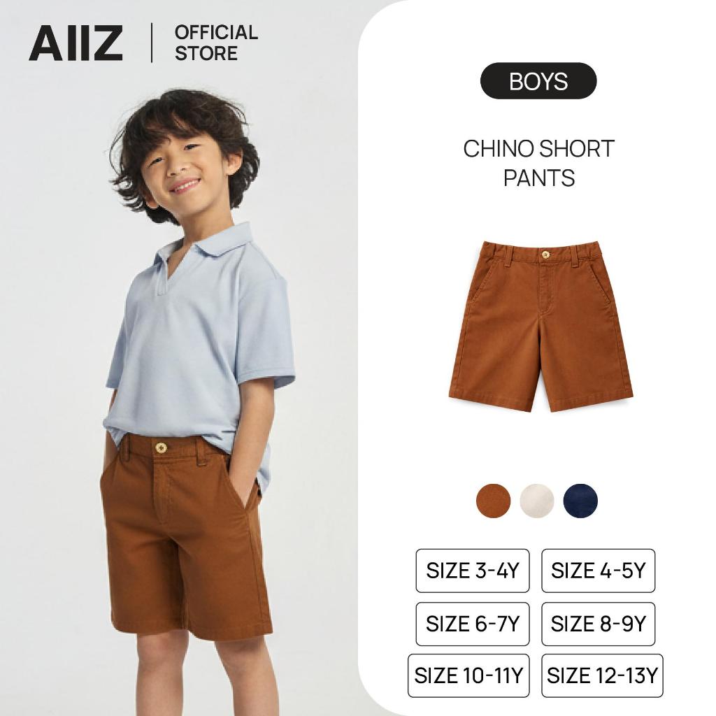 AIIZ (เอ ทู แซด) - กางเกงขาสั้นชิโน่เด็กผู้ชายสีพื้น Boy's Chino Short Pants