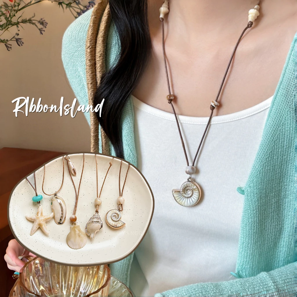 สร้อยคอ necklace สไตล์เกาหลี ins จี้ เปลือกหอย ปลาดาว หอยสังข์ สำหรับผู้หญิง y2k สวย ชายหาด วันหยุดพักผ่อน COD