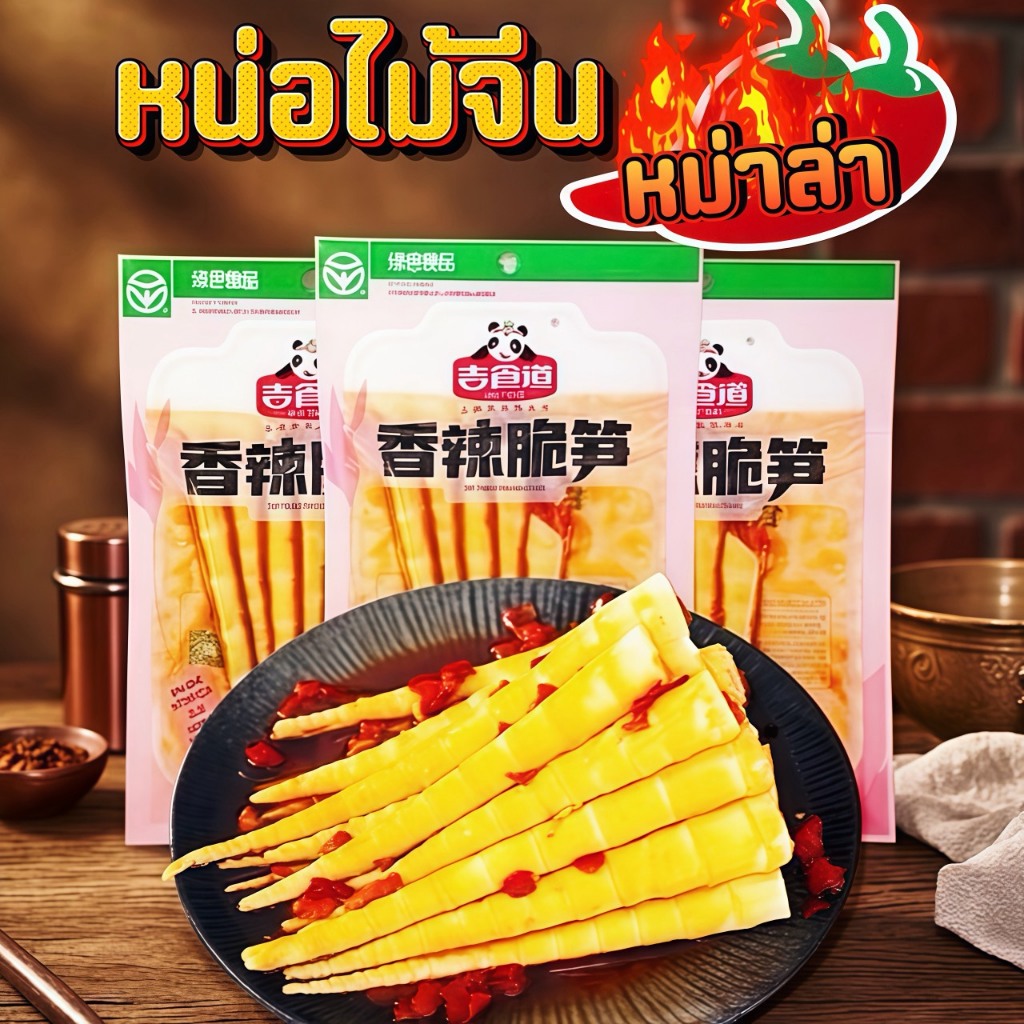 หน่อไม้ปรุงรสหม่าล่า รสเด็ด กรุบกรอบทุกอัน กินง่าย พกพาสะดวก 1 ห่อ 60 กรัม