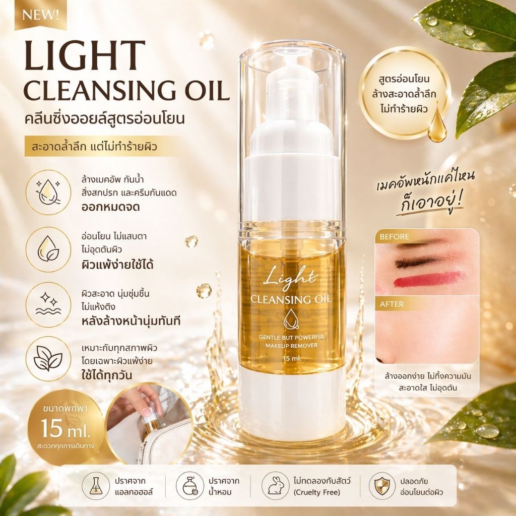 Light Cleansing Oil คลีนซิ่งออยล์ทำความสะอาดผิวหมดจด ชุ่มชื้น ผิวหน้าไม่แห้ง