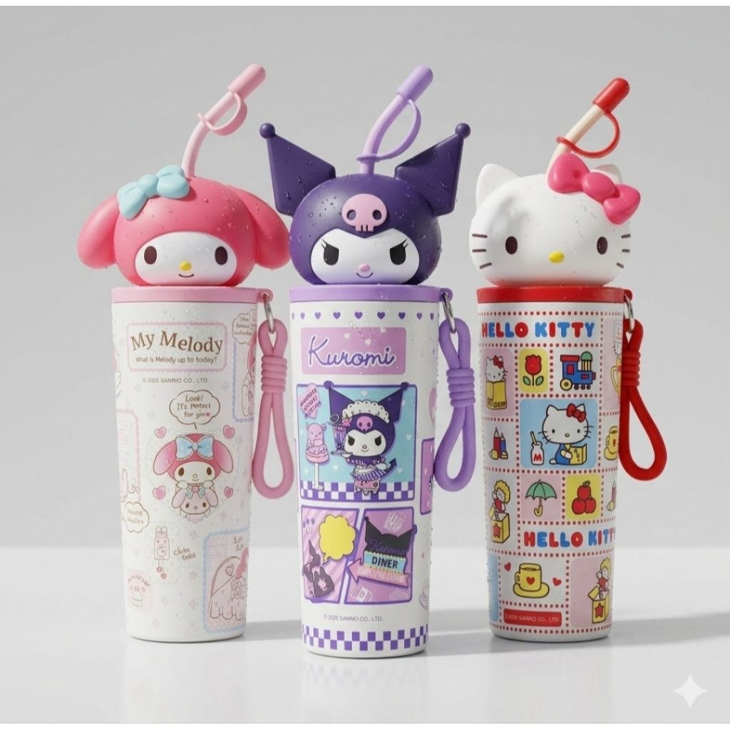 พร้อมส่ง Sanrio แก้วเก็บอุณหภูมิ แก้วเก็บความเย็นหัว PVC ขนาด700 ml ลิขสิทธิ์แท้