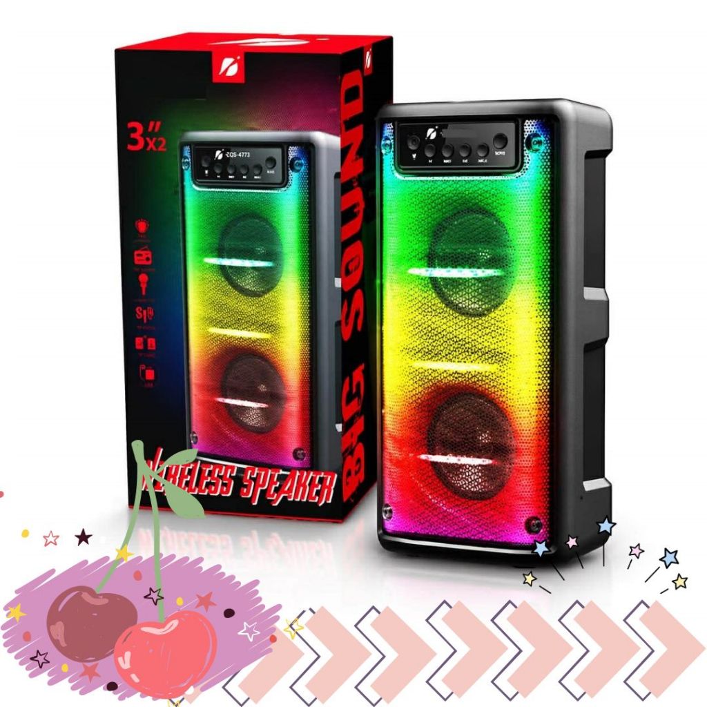 พร้อมส่งจากไทย KTS-1711 ลำโพงบลูทูธ ดอก 3x2 นิ้ว ปรับเบส เปิดปิดไฟได้ AUX/USB/TF เสียบไมค์ได้