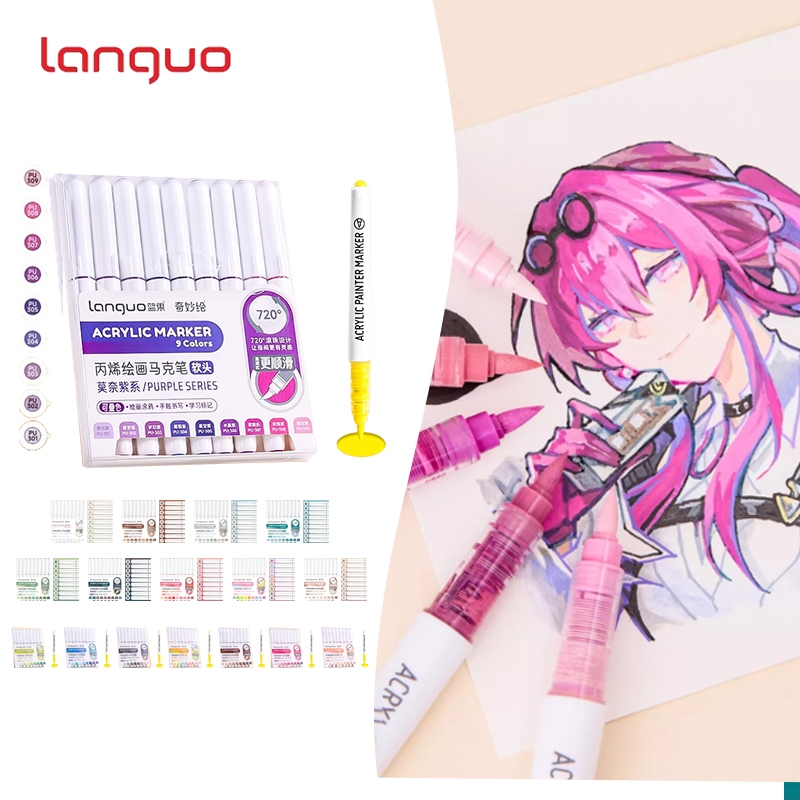 Languo ปากกามาร์กเกอร์อะคริลิคชนิดน้ำโดยตรง ทึบแสง วางซ้อนกันได้ พิเศษสำหรับทาสี ปากกาสี✨จัดส่งจากกรุงเทพประเทศไทย✨