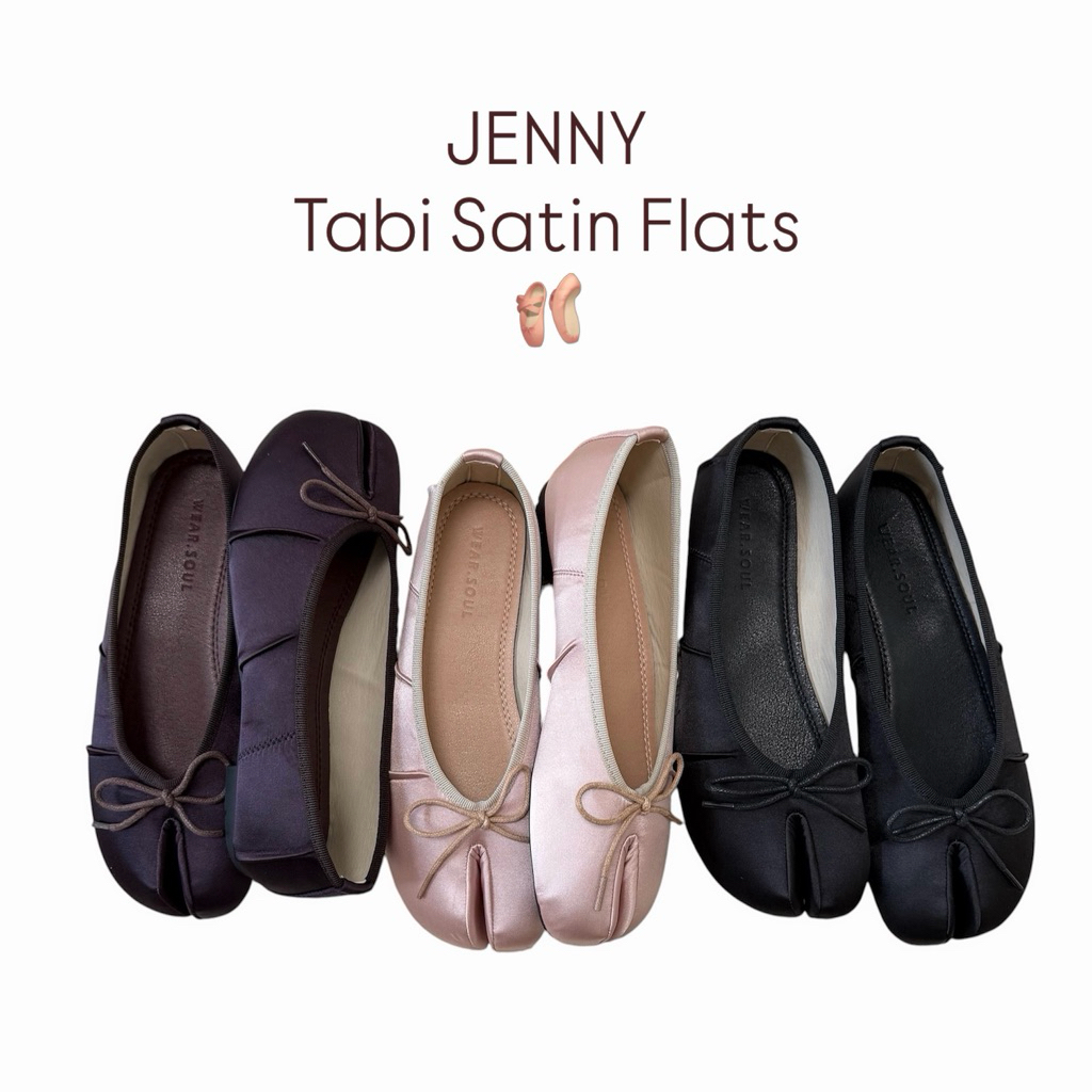 [Pre-order 10-15 days] WEAR.SOUL #S685-Jenny Tabi Satin Flats
