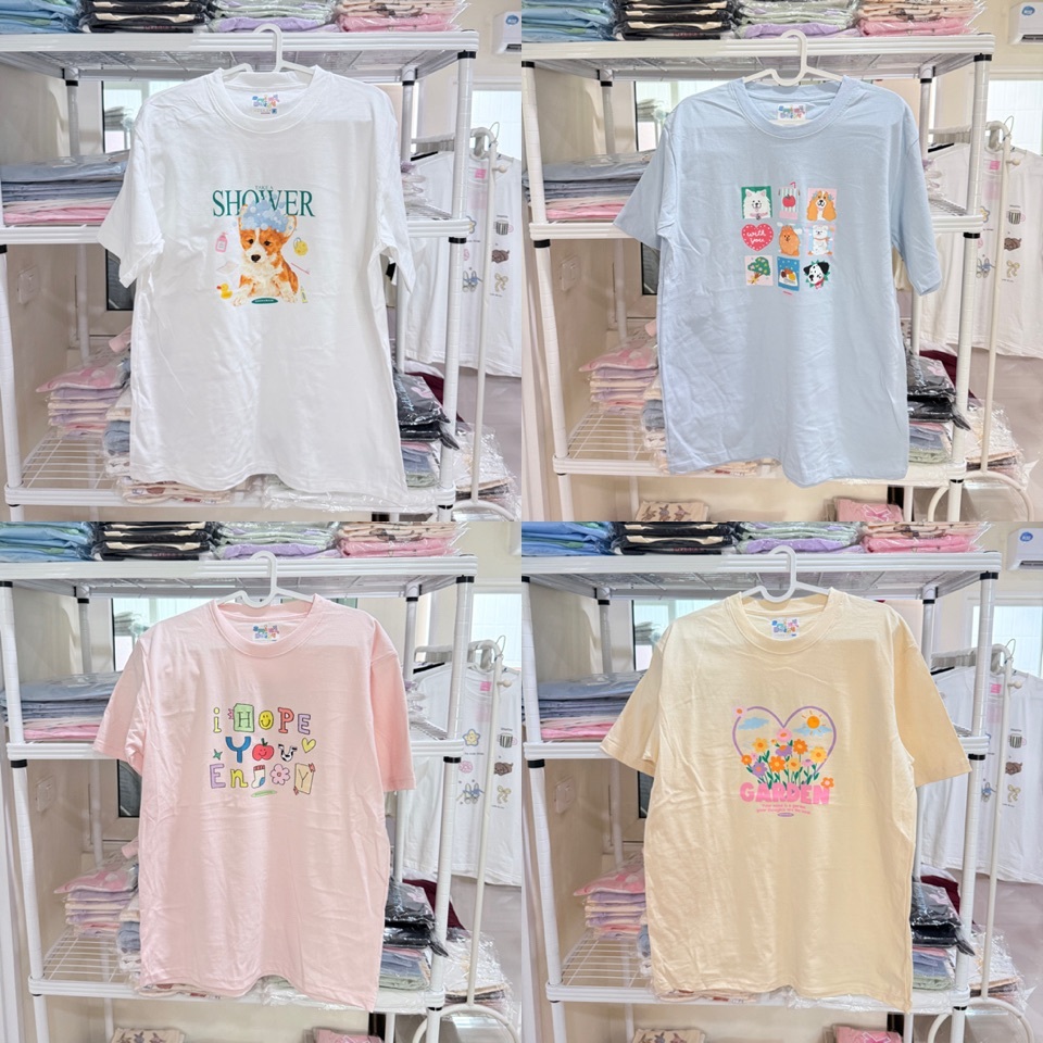 (อก42"ยาว28") smiley daisy เสื้อยืดโอเว่อไซส์