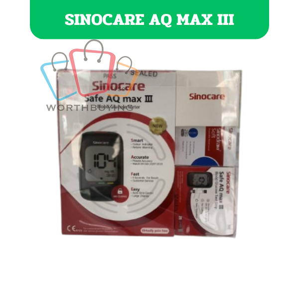 SinoCare Safe AQ MAX III ซิโนแคร์ เครื่องวัดระดับน้ำตาลในเลือด ตรวจน้ำตาล ตรวจเบาหวาน
