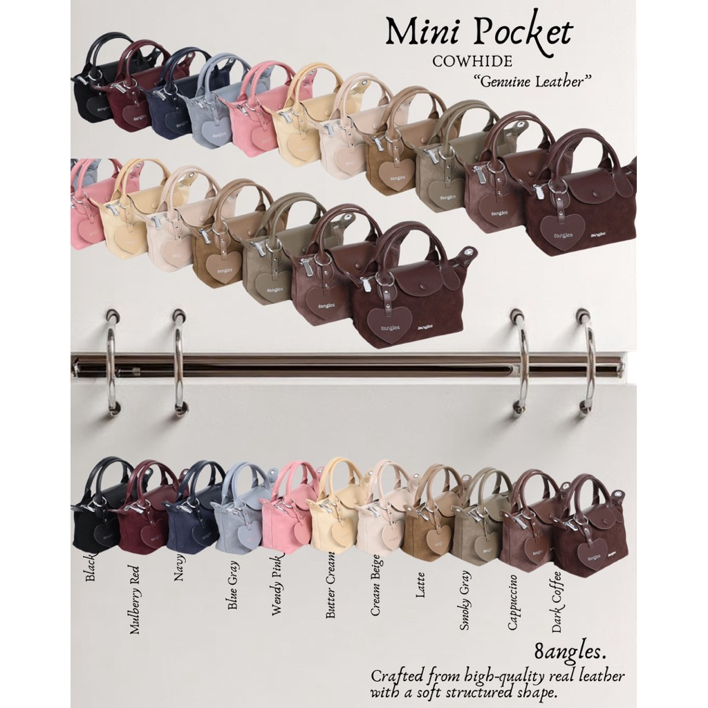 New 8anglesshop- หนังแท้ Cowhide รุ่น mini pocket 8นิ้ว 🎄💖🍄 E037