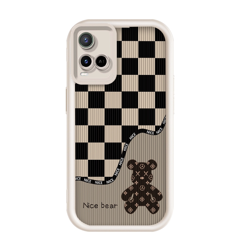 เข้ากันได้ Vivo Y21/Vivo Y21s,Checkerboard ความรุนแรงหมี Tide แบรนด์ กรณีโทรศัพท์ลม