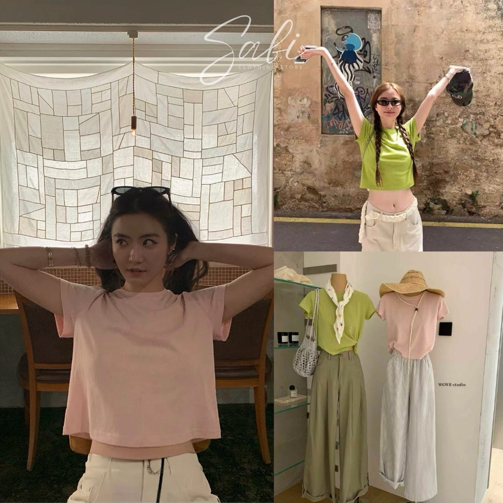 พร้อมส่ง 𝐛𝐲𝐒𝐀𝐁𝐈𝐒𝐇𝐎𝐏 | เสื้อยืดคอกลมผ้าสลาฟ ผ้านิ่ม ส่งด่วน wg.we