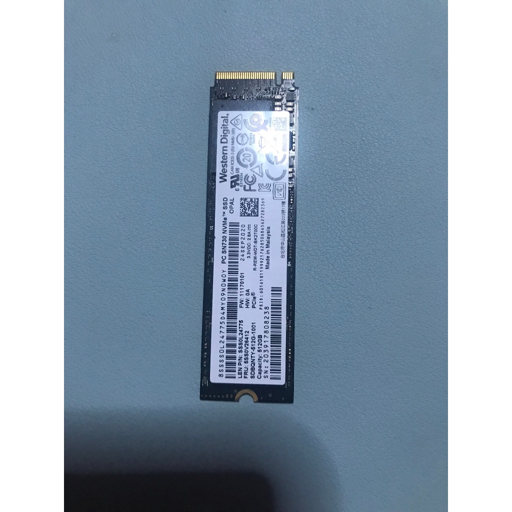 มือสอง M2-2280 WD SN730 SDBQNTY  512 GB  Health 94 %   Read/Write     3400/2700  MB/S