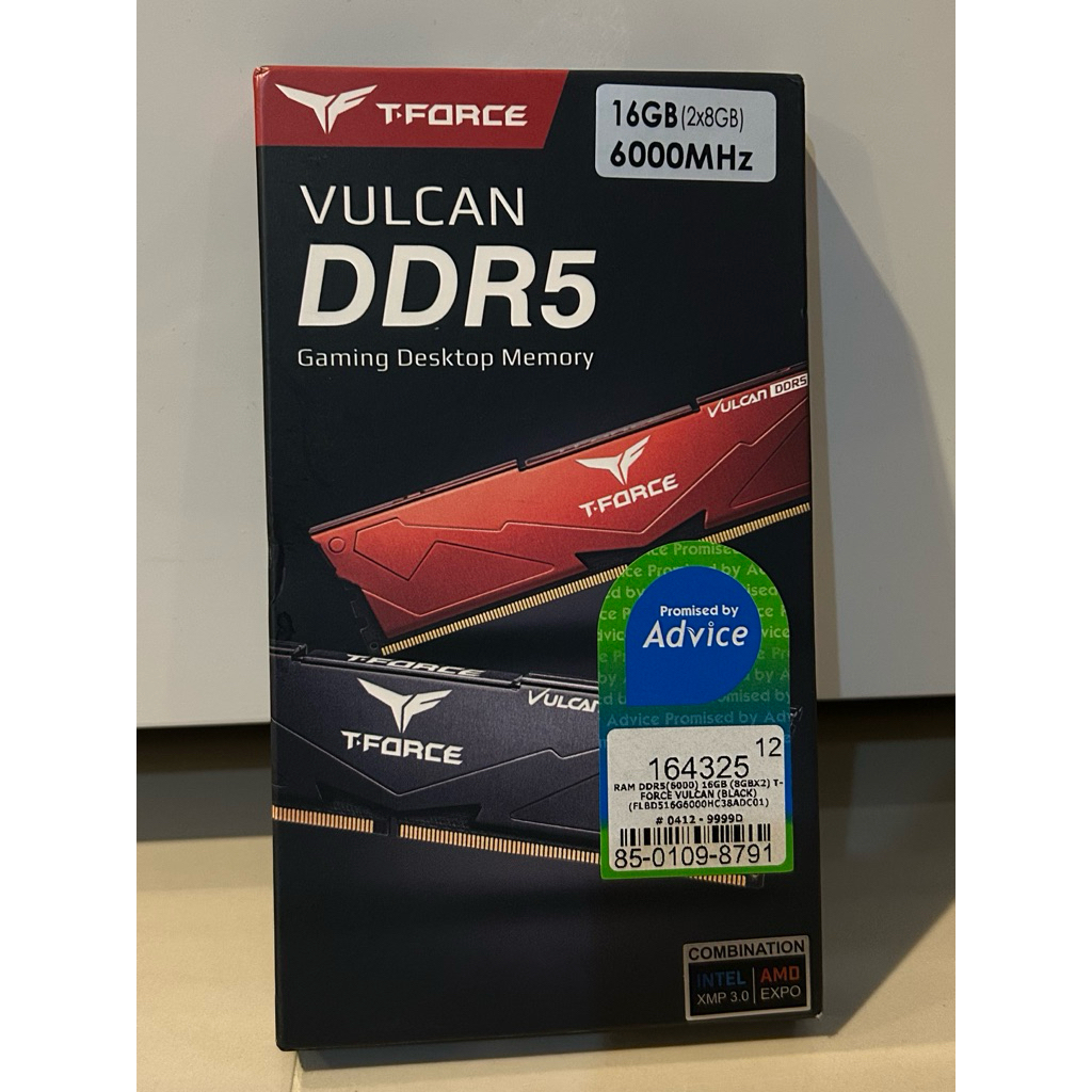 Ram T-Force Vulcan ddr5 16GB (8x2) 6000mhz (มือสอง)