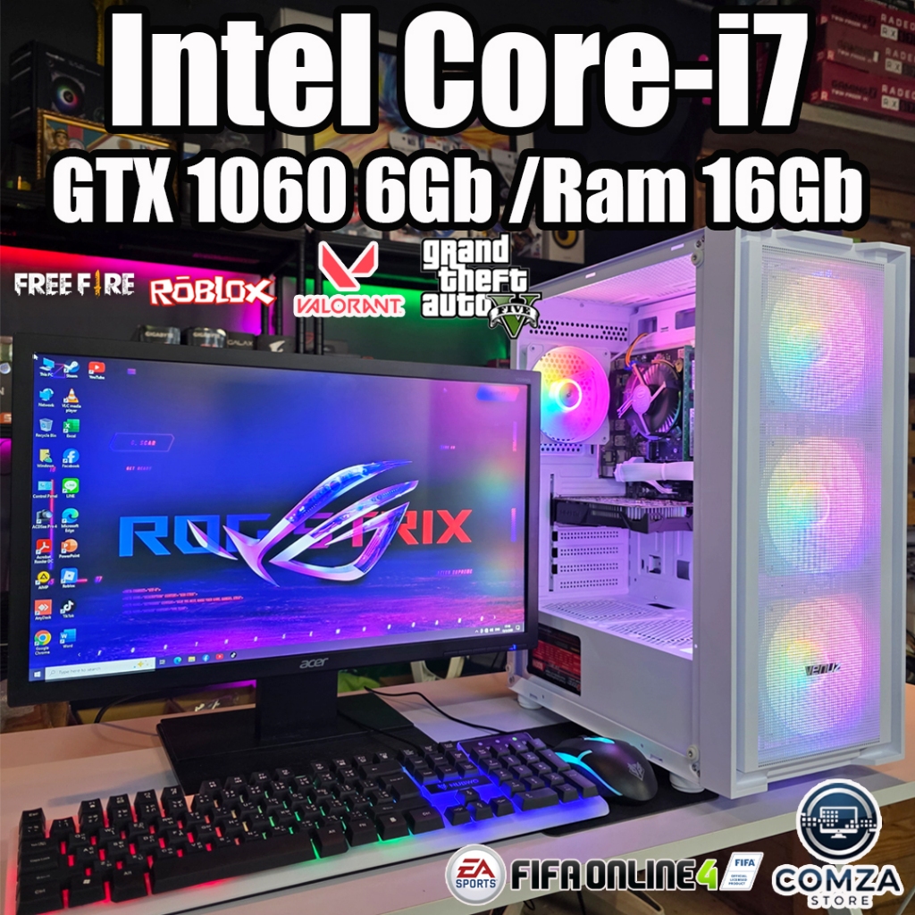 คอมพิวเตอร์ Core-i7 /GTX 1060 6Gb เล่นเกมส์ GTA V /Free Fire /Valorant /Roblox ( Pc2121 )