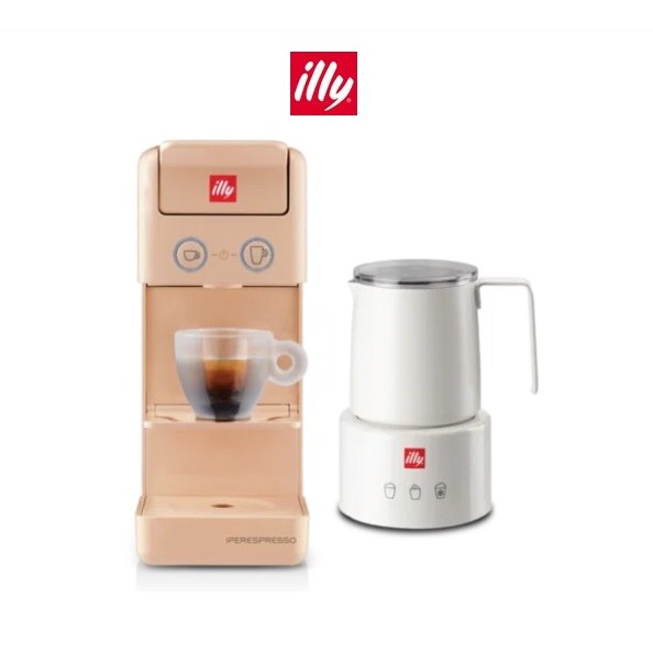 Y3.3 iperEspresso Coffee Machine (Orange) + illy Electric Induction Milk Frother (White)