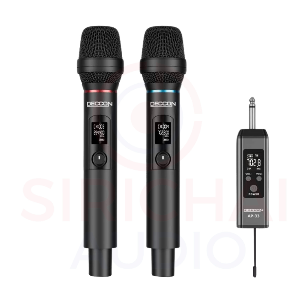 ไมค์ลอยคู่UHF DECCON รุ่น AP33 อลูมิเนียม ปรับความถี่