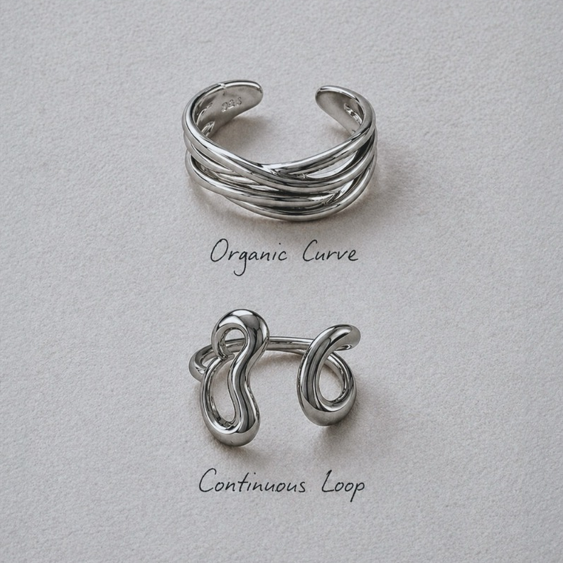 NICE ACCIDENT 'Luna Flow' |  แหวนปรับขนาดได้ ✦ Made to Glow ✦ Organic Shape ✦ Wear-Friendly