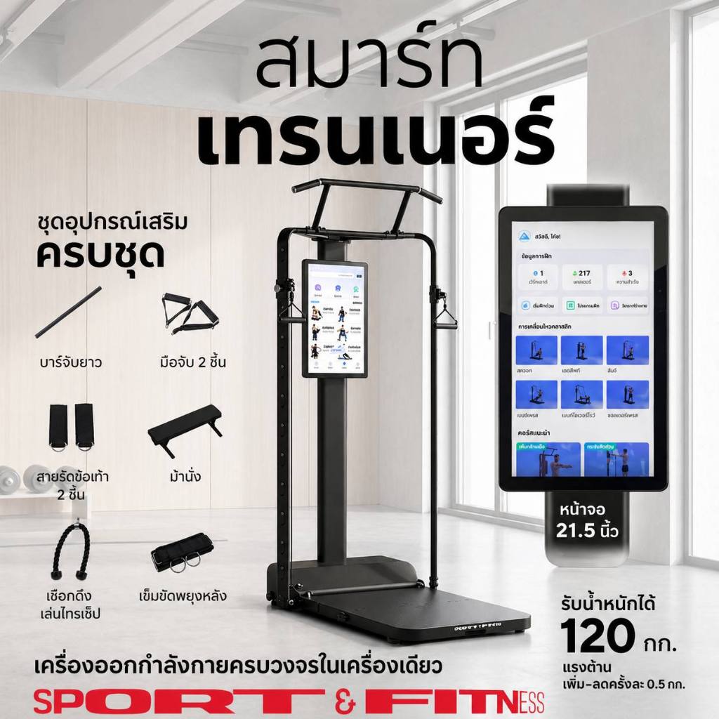 Ultra-S Smart Home Gym เครื่องออกกำลังกายอัจฉริยะ Multifunction Cable Machine Fitness Full Body Workout Station Strenght