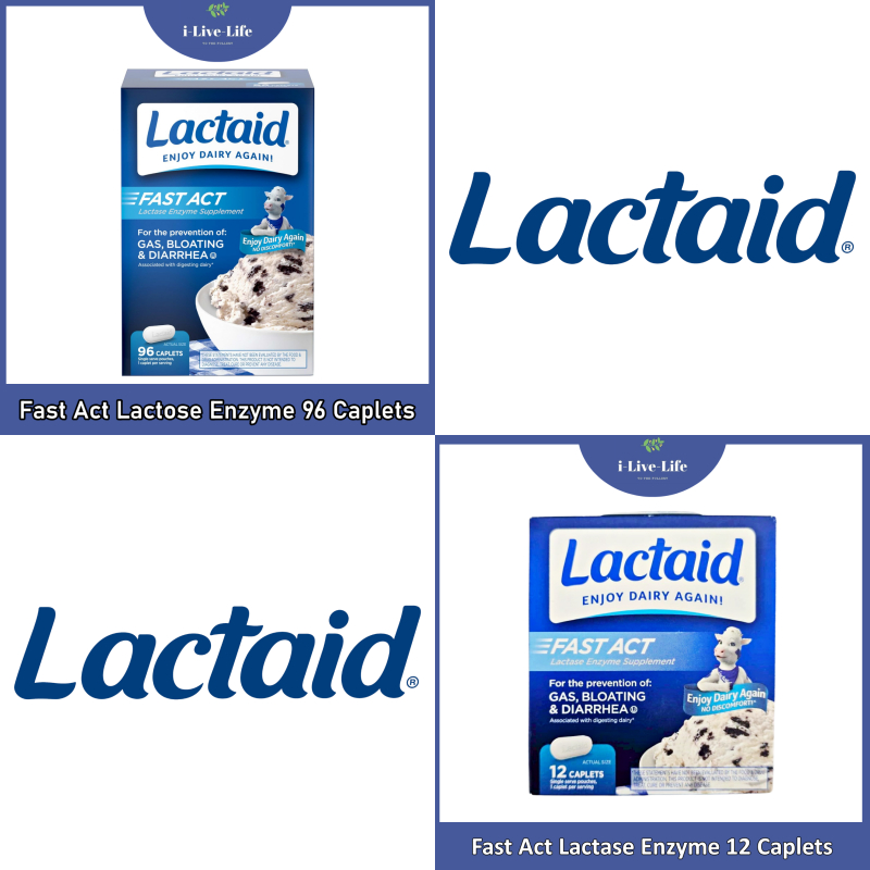 Lactaid - Fast Act Lactase Enzyme 12 Caplets ผลิตภัณฑ์ช่วยย่อยแลคโตส