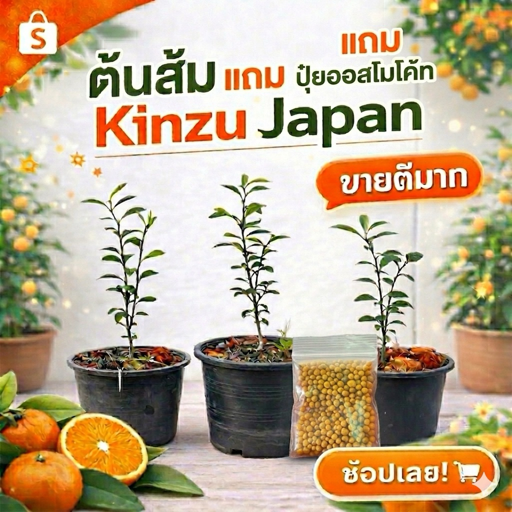 ส้มมงคล,,ส้มญี่ปุ่นแคระ, คินสุ,kinzuกระถาง5‘‘นิ้ว  แถมปุ๋ยออสโมโคส