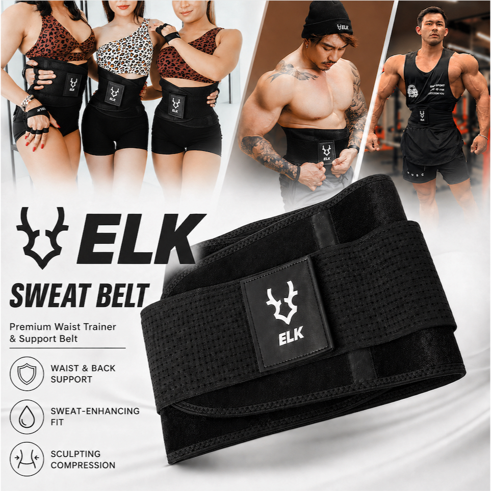 สายรัดเอว ฟิตเนส เผาผลาญ เหงื่อออกดี Sweat Belt ELK N01 ซัพพอร์ตหลัง กระชับหน้าท้อง ใส่ออกกำลังกาย ชาย/หญิง