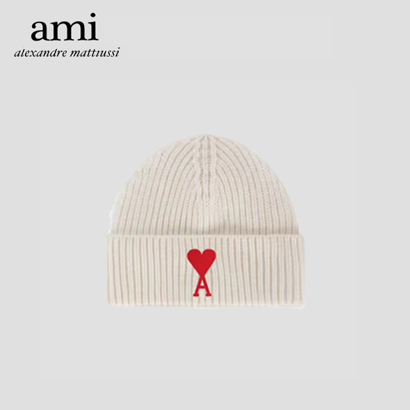 『 AMI Paris 』🇰🇷 หมวก Ami Paris หมวกขนสัตว์ การถักนิตติ้ง รัก ให้ความอบอุ่น