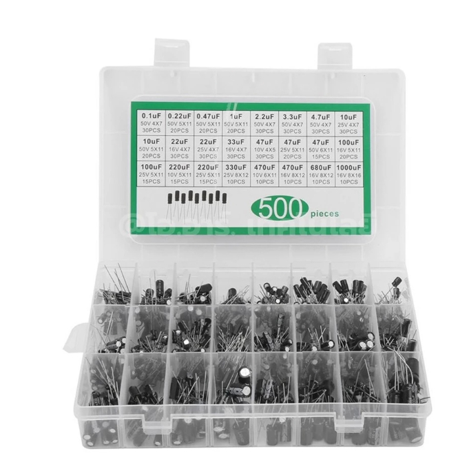 Capacitor Box ชุด ตัวเก็บประจุ 200ชิ้น 15ค่า / 500ชิ้น 24ค่า 200pcs/500pcs Capacitor kit 0.1uF-1000uF 16V-5 ราคา ถูกที่สุด ดีลบีเคเค แกลเลอรีภาพที่ 2