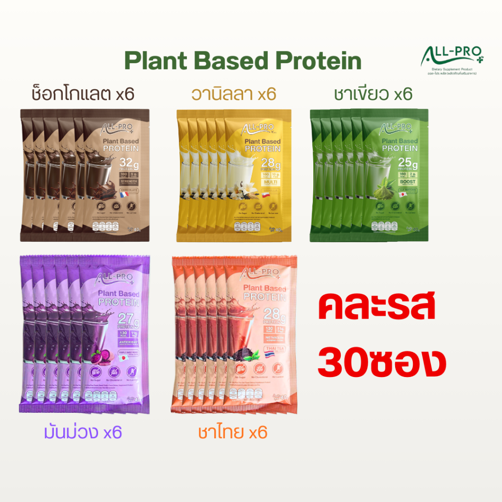 ออลโปรพลัส All Pro Plus โปรตีนพืช Plant Protein เซต 30 ซอง (เลือกรส/คละรสได้)