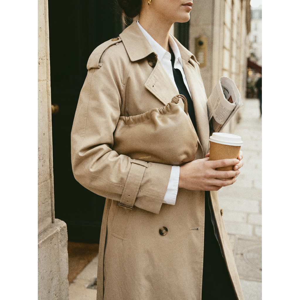 Marroque Slouchy Pumpkin Bag in Latte สี ลาเต้ ใช้งานได้หลากหลาย คล้องมือ คลัช ครอสบอดี้ น้ำหนักเบา