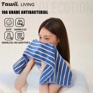 Tawii. ผ้าเช็ดตัว ลายทาง เนื้อนุ่ม ผ้าเช็ดผม ผ้าขนหนู ซับน้ำดีขนไม่หลุด ไมโครไฟเบอร์ 35*75CM