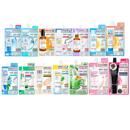 (ซอง) Clear Nose เคลียร์โนส เซรั่มบูสต์ผิว /วิตซี /มาส์กดำ /อโรเวร่าเจล /HYA /เจลสิว /กันแดด /บีบี