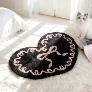 🎀สไตล์มินิมอล พรมรูปหัวใจ💖 ขนแกะเทียม พรมข้างเตียง พรมห้องนอน พรมเช็ดเท้า ซักเครื่องได้ มีกันลื่น พรมแต่งห้อง แต่งบ้าน