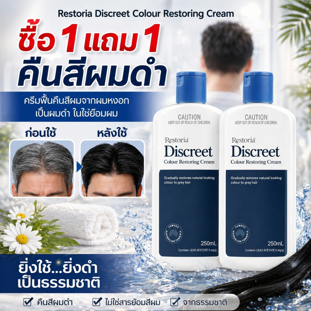 Restoria Lisiya Black Hair Reduction Milk 250ml ไม่ย้อมผมเพื่อขจัดผมขาวแชมพูผมสีดำธรรมชาติ
