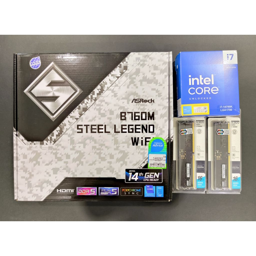 มือ1 Intel LGA 1700 PC set 14700K + B760M Steel Legend + 32GB DDR5