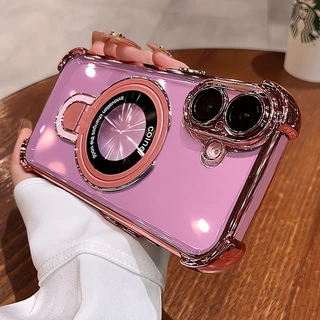 CrashStar ขาตั้งโลหะแม่เหล็กแบบพับได้ ถุงลมนิรภัย เคสโทรศัพท์ Phone Case For iPhone 17 16 15 14 13 12 11 Pro Max Plus XR