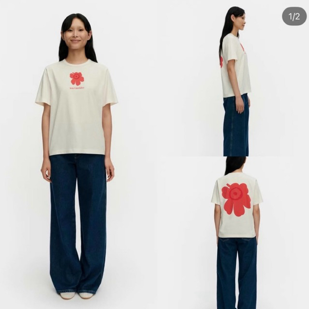 เสื้อยืดลายดอกไม้ สกรีนแบรนด์โลโก้